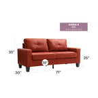 Divano lineare Newbury in similpelle con braccioli svasati - 32L x 71W x 36H