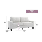 Divano lineare Newbury in similpelle con braccioli svasati - 32L x 71W x 36H