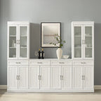 Set di 3 Mobili Dispensa Stanton con Credenza e Ante in Vetro - 14.5x95x78