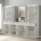 Set di 3 Mobili Dispensa Stanton con Credenza e Ante in Vetro - 14.5x95x78