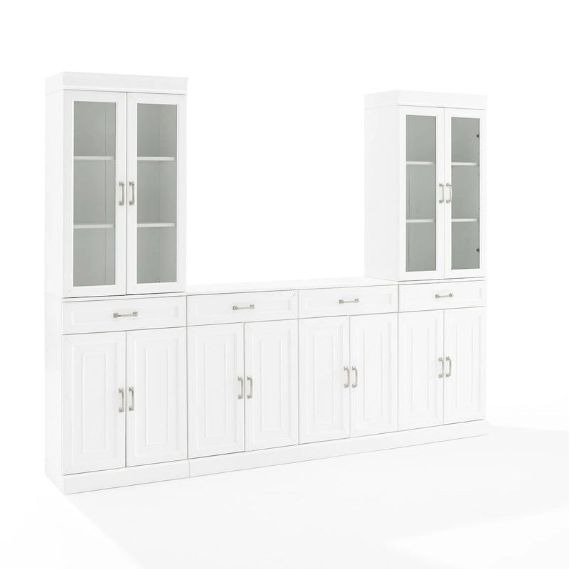 Set di 3 Mobili Dispensa Stanton con Credenza e Ante in Vetro - 14.5x95x78