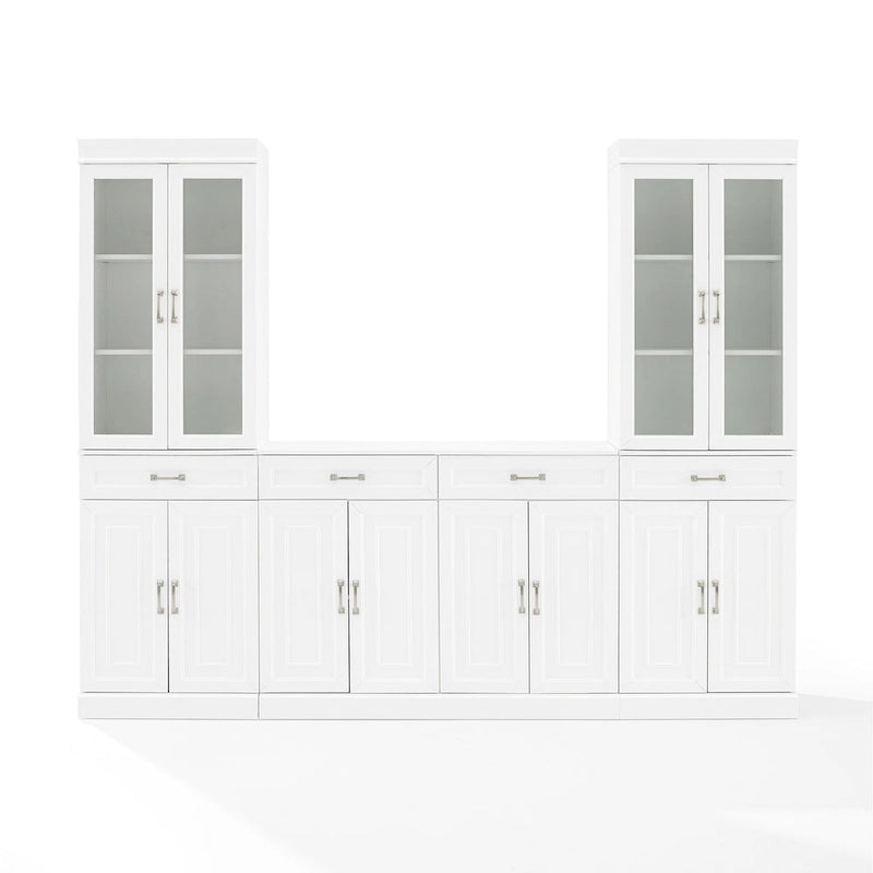 Set di 3 Mobili Dispensa Stanton con Credenza e Ante in Vetro - 14.5x95x78