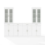 Set di 3 Mobili Dispensa Stanton con Credenza e Ante in Vetro - 14.5x95x78