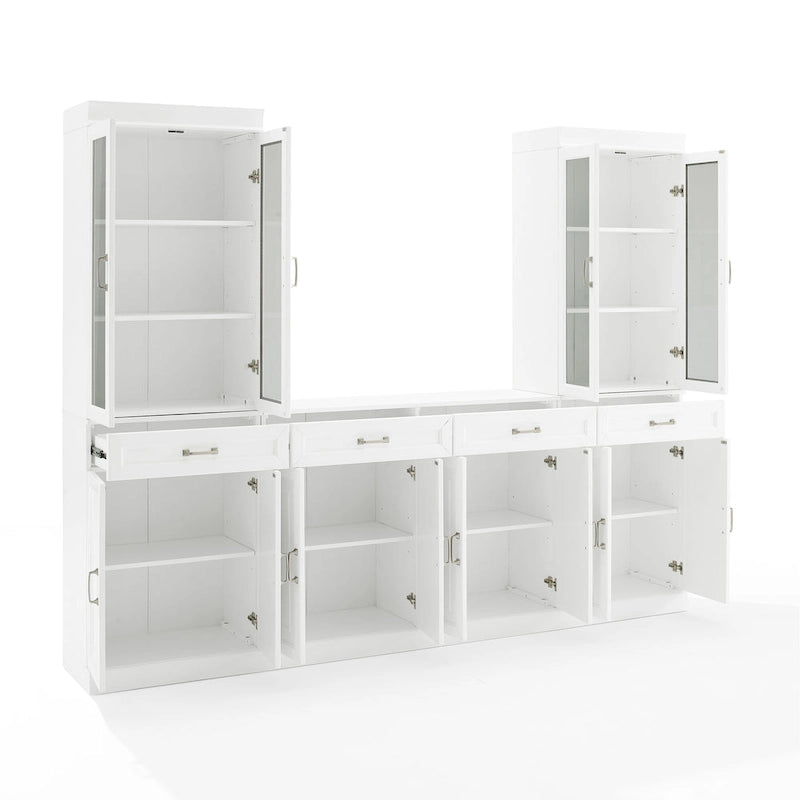 Set di 3 Mobili Dispensa Stanton con Credenza e Ante in Vetro - 14.5x95x78