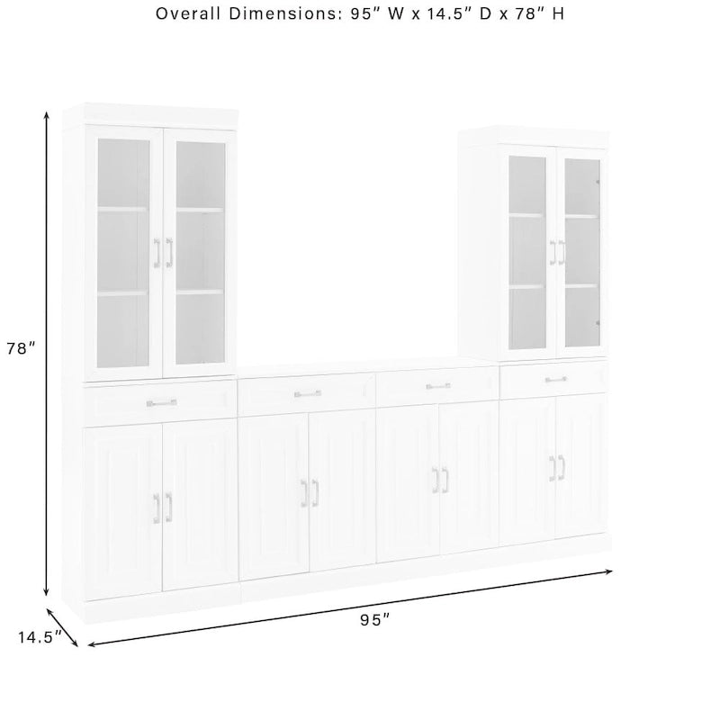 Set di 3 Mobili Dispensa Stanton con Credenza e Ante in Vetro - 14.5x95x78