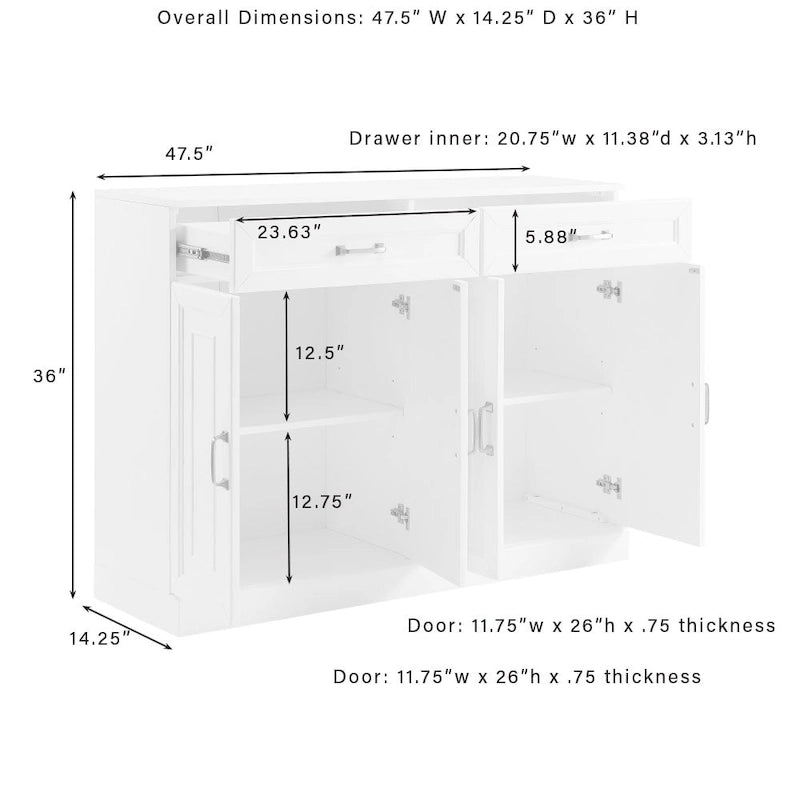 Set di 3 Mobili Dispensa Stanton con Credenza e Ante in Vetro - 14.5x95x78