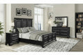 Roundhill Furniture Renova Vintage Black Wood Bedroom Set, Panel Bed, Dresser, Mirror, Two Nightstands