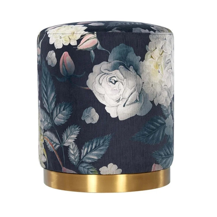 Opal Floral Velvet Ottoman
