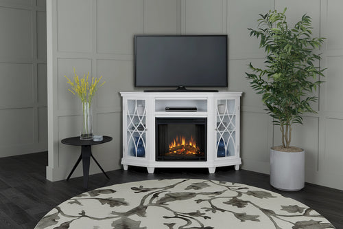 Lynette 56 TV Stand Electric Fireplace White by Real Flame