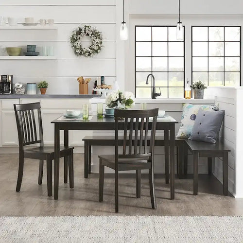 Wilmington II Rectangular Antique Black Breakfast Nook Set by 