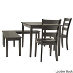 Set per angolo colazione rettangolare antico nero da 5 pezzi, tavolo, 2 sedie e 2 panche