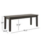 Set per angolo colazione rettangolare antico nero da 5 pezzi, tavolo, 2 sedie e 2 panche