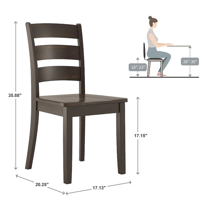 Set per angolo colazione rettangolare antico nero da 5 pezzi, tavolo, 2 sedie e 2 panche
