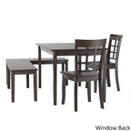 Set per angolo colazione rettangolare antico nero da 5 pezzi, tavolo, 2 sedie e 2 panche