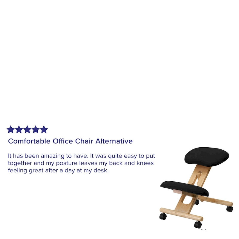 Sedia da ufficio inginocchiabile ergonomica in legno con rotelle in tessuto