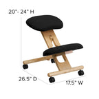 Sedia da ufficio inginocchiabile ergonomica in legno con rotelle in tessuto