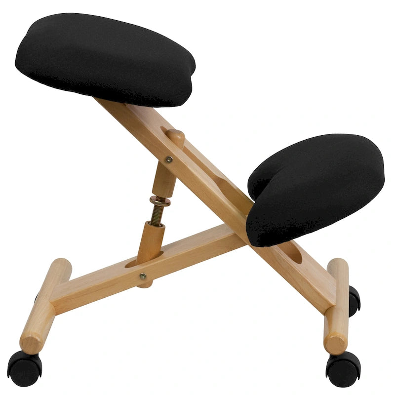 Sedia da ufficio inginocchiabile ergonomica in legno con rotelle in tessuto