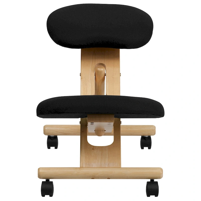 Sedia da ufficio inginocchiabile ergonomica in legno con rotelle in tessuto