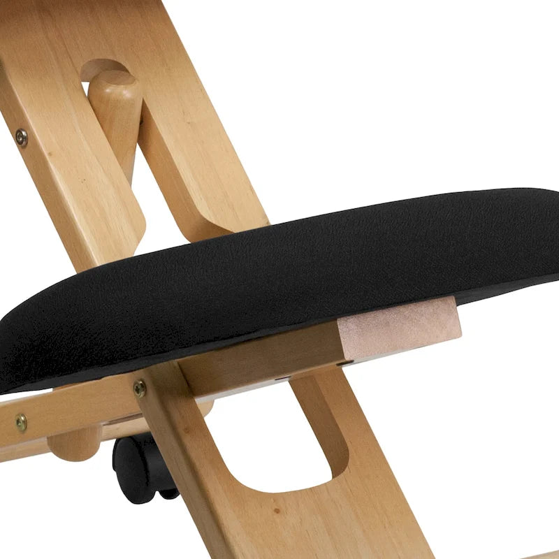 Sedia da ufficio inginocchiabile ergonomica in legno con rotelle in tessuto