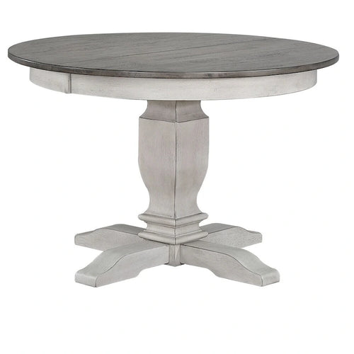 Set da pranzo transitorio 5 pezzi, legno di gomma, grigio cenere e bianco tempesta