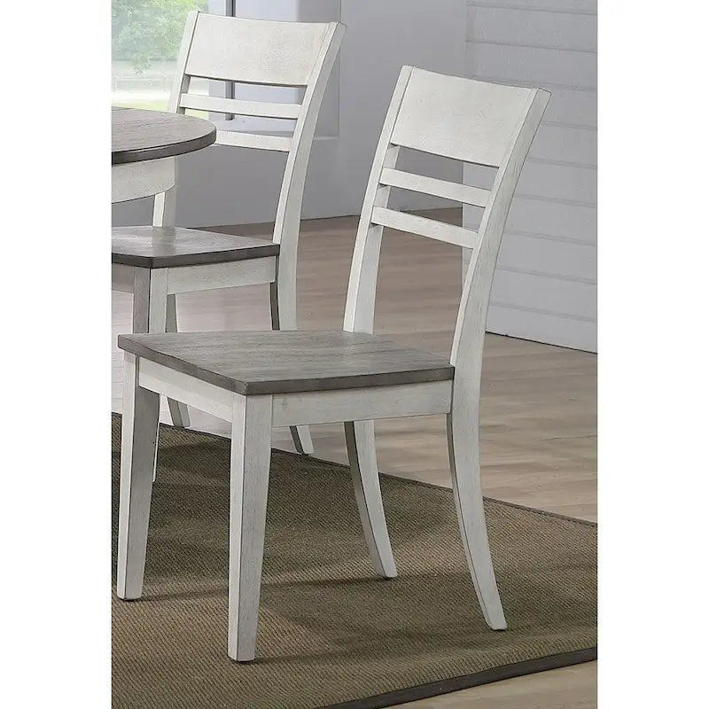Set da pranzo transitorio 5 pezzi, legno di gomma, grigio cenere e bianco tempesta