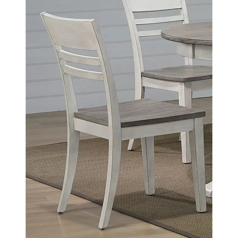 Set da pranzo transitorio 5 pezzi, legno di gomma, grigio cenere e bianco tempesta