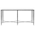 Consolle in ferro con piano in vetro temperato, nero rustico - 63L x 30A x 14P