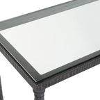 Consolle in ferro con piano in vetro temperato, nero rustico - 63L x 30A x 14P