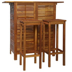 Set da bar 3 pezzi, 104,9x50,8x109,9 cm in legno massello di acacia