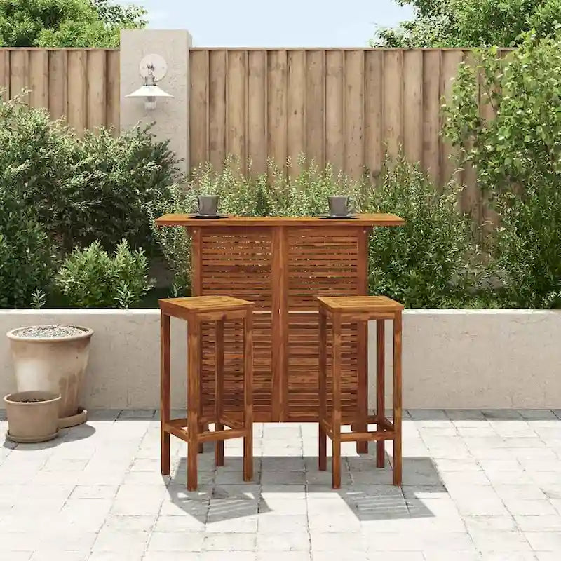 Set da bar 3 pezzi, 104,9x50,8x109,9 cm in legno massello di acacia