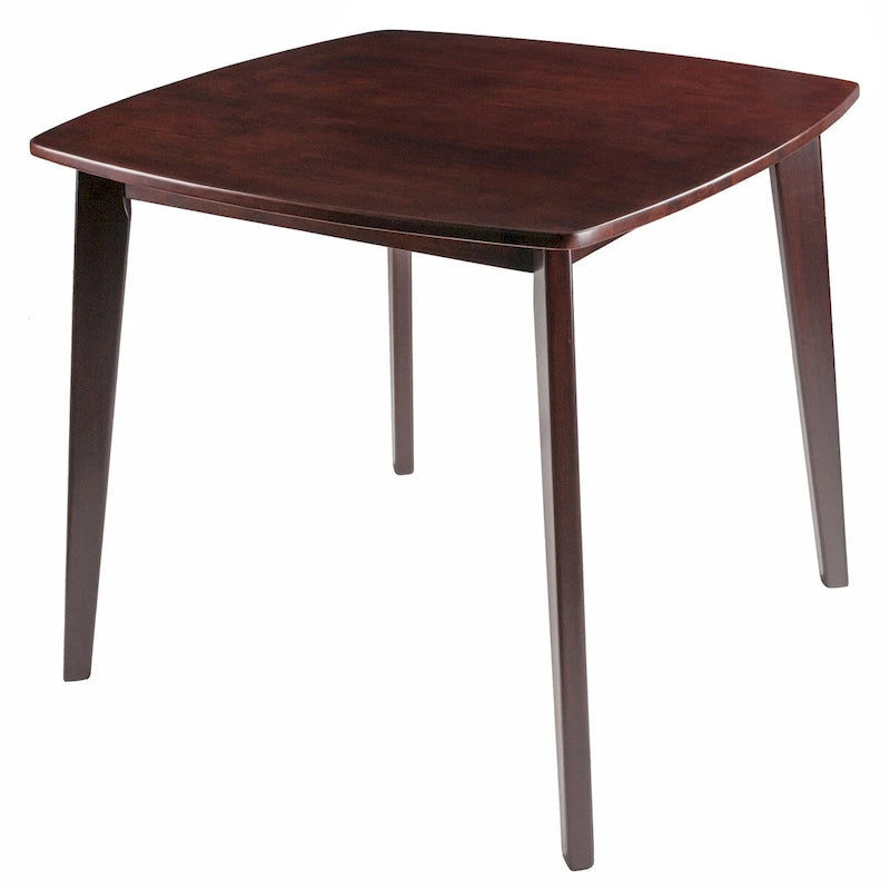 Tavolo da pranzo rotondo in legno massello, noce, profilo curvo con gambe affusolate - 34x34x29 pollici