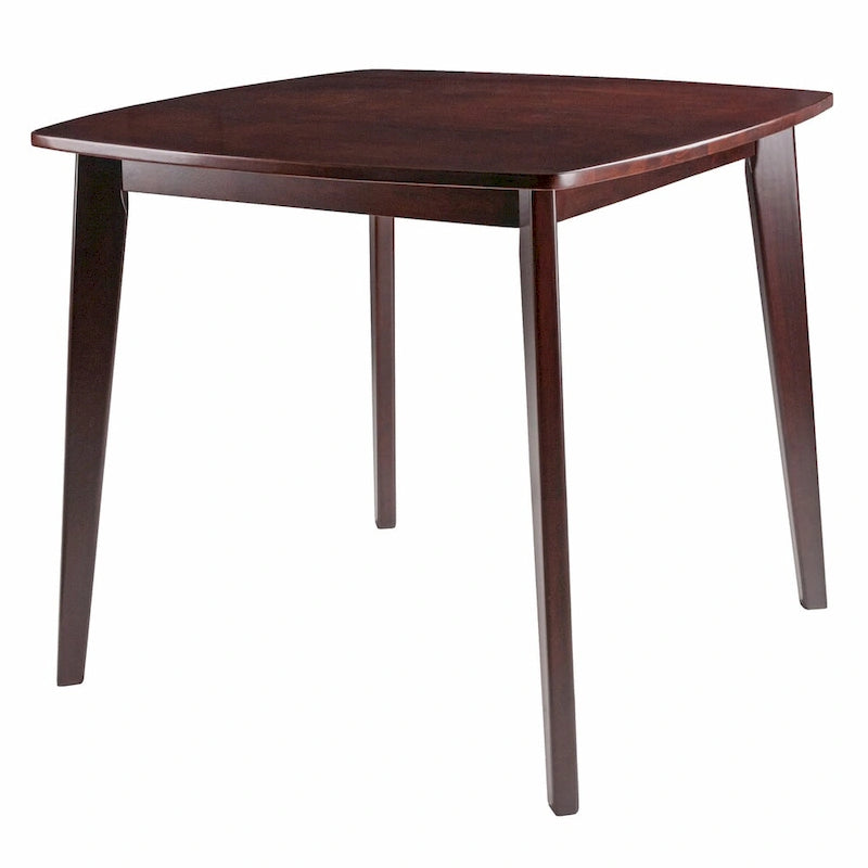 Tavolo da pranzo rotondo in legno massello, noce, profilo curvo con gambe affusolate - 34x34x29 pollici