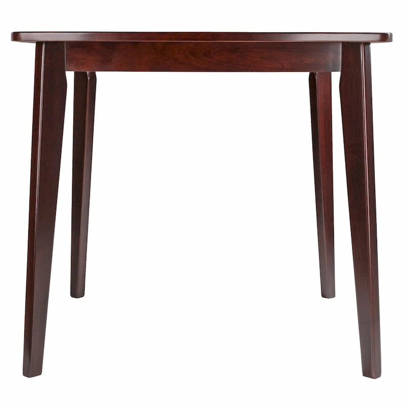 Tavolo da pranzo rotondo in legno massello, noce, profilo curvo con gambe affusolate - 34x34x29 pollici