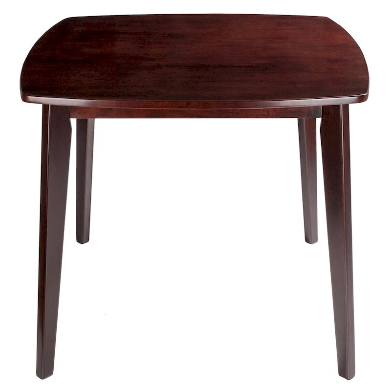 Tavolo da pranzo rotondo in legno massello, noce, profilo curvo con gambe affusolate - 34x34x29 pollici