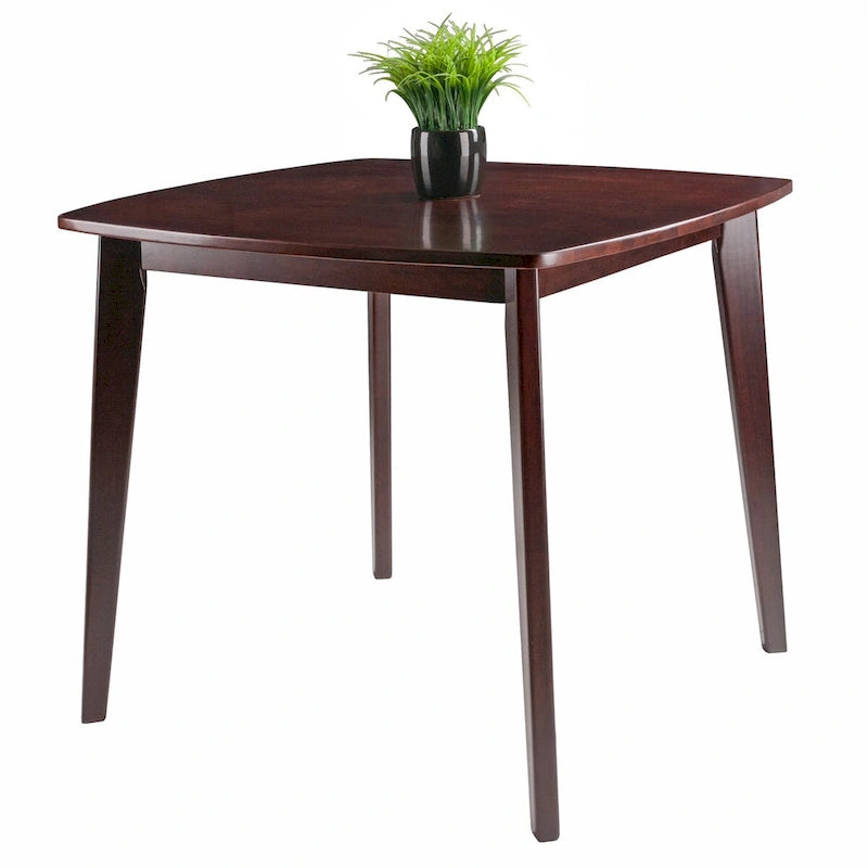 Tavolo da pranzo rotondo in legno massello, noce, profilo curvo con gambe affusolate - 34x34x29 pollici