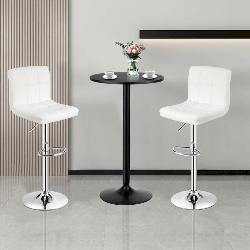 Set Tavolo da Bar da 3 Pezzi, Tavolo Rotondo da 60 cm e 2 Sgabelli da Bar Girevoli Regolabili, Nero