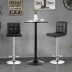 Set Tavolo da Bar da 3 Pezzi, Tavolo Rotondo da 60 cm e 2 Sgabelli da Bar Girevoli Regolabili, Nero