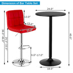 Set Tavolo da Bar da 3 Pezzi, Tavolo Rotondo da 60 cm e 2 Sgabelli da Bar Girevoli Regolabili, Nero