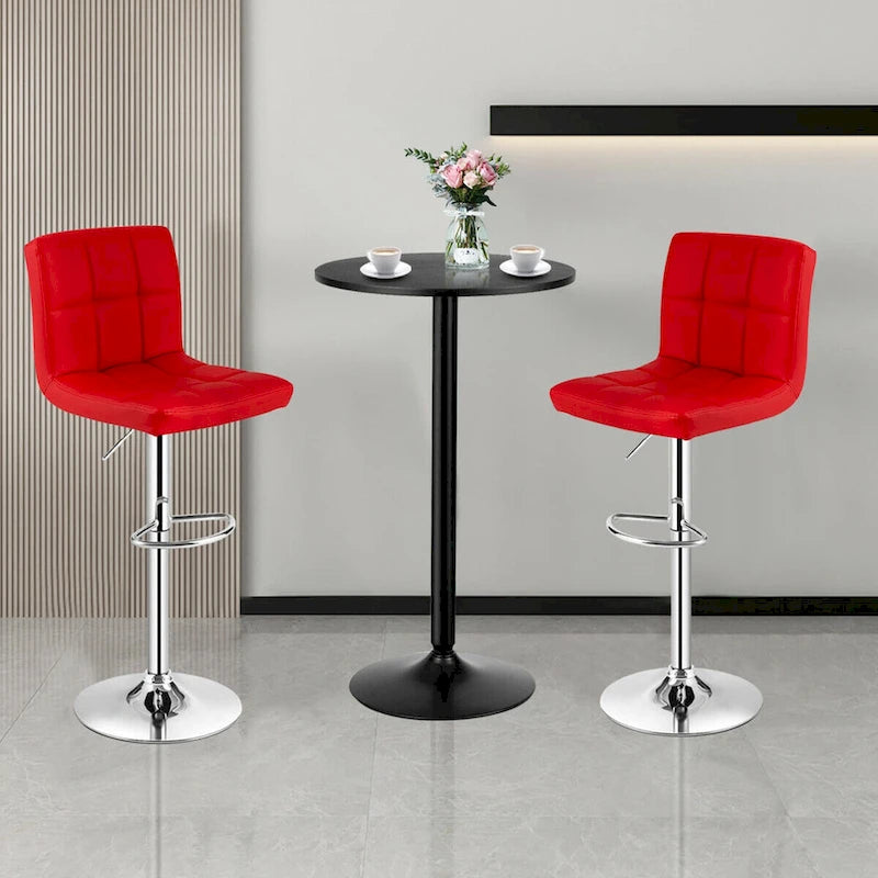Set Tavolo da Bar da 3 Pezzi, Tavolo Rotondo da 60 cm e 2 Sgabelli da Bar Girevoli Regolabili, Nero