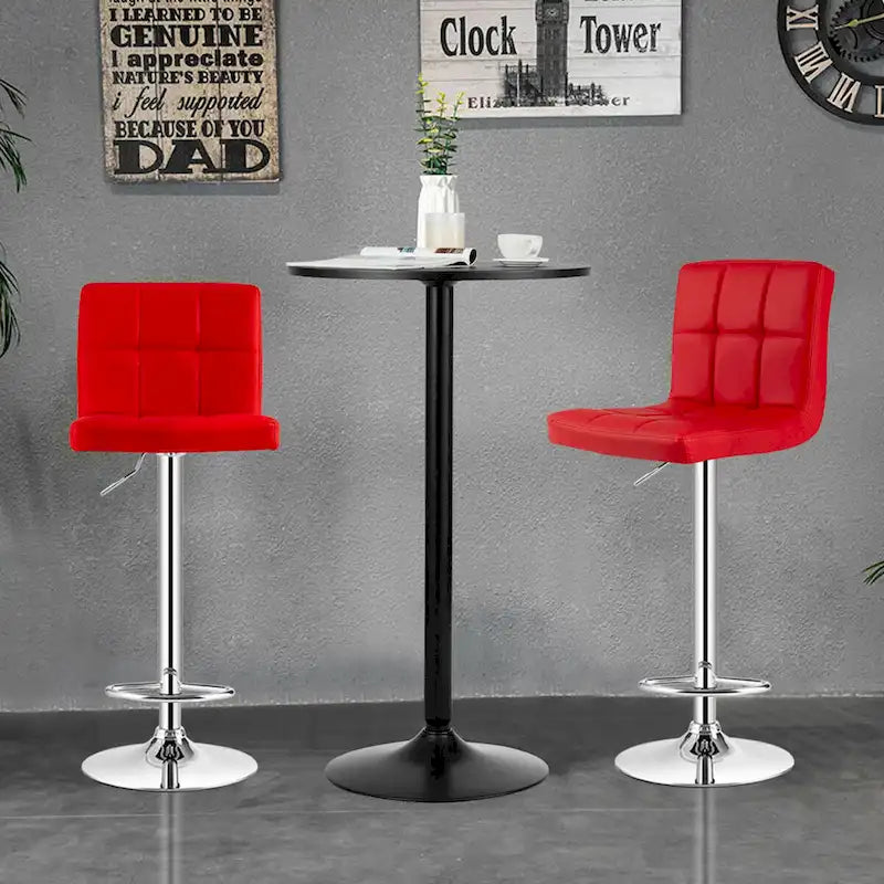 Set Tavolo da Bar da 3 Pezzi, Tavolo Rotondo da 60 cm e 2 Sgabelli da Bar Girevoli Regolabili, Nero