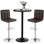 Set Tavolo da Bar da 3 Pezzi, Tavolo Rotondo da 60 cm e 2 Sgabelli da Bar Girevoli Regolabili, Nero