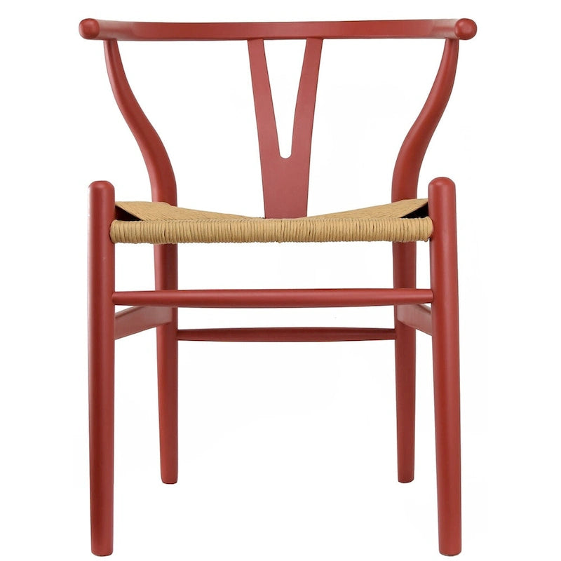 Set di 2 sedie da pranzo moderne in legno naturale con braccioli a Y e schienale, seduta in canapa, per casa, ristorante, ufficio, scrivania, cucina