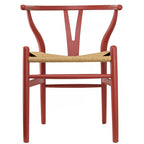 Set di 2 sedie da pranzo moderne in legno naturale con braccioli a Y e schienale, seduta in canapa, per casa, ristorante, ufficio, scrivania, cucina