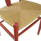Set di 2 sedie da pranzo moderne in legno naturale con braccioli a Y e schienale, seduta in canapa, per casa, ristorante, ufficio, scrivania, cucina