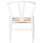 Set di 2 sedie da pranzo moderne in legno naturale con braccioli a Y e schienale, seduta in canapa, per casa, ristorante, ufficio, scrivania, cucina