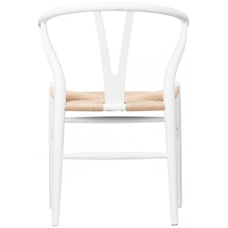 Set di 2 sedie da pranzo moderne in legno naturale con braccioli a Y e schienale, seduta in canapa, per casa, ristorante, ufficio, scrivania, cucina