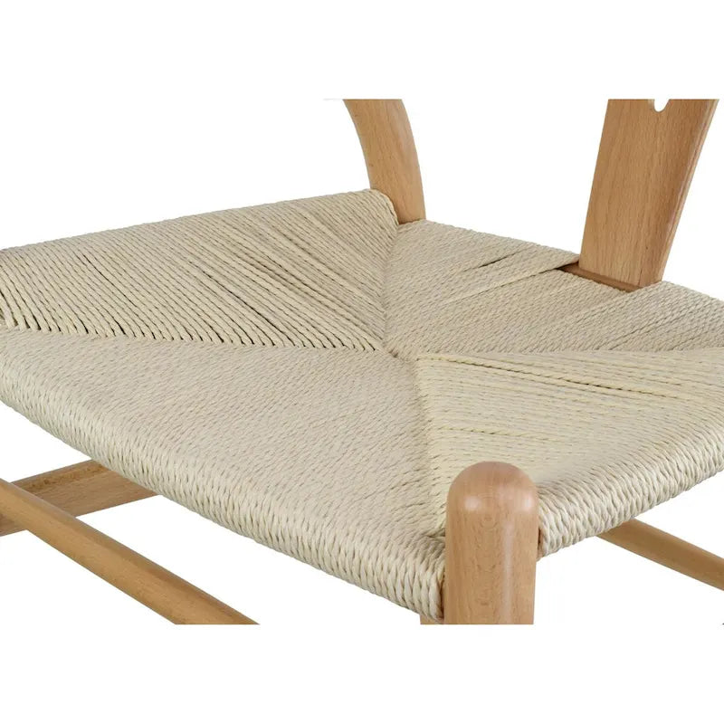Set di 2 sedie da pranzo moderne in legno naturale con braccioli a Y e schienale, seduta in canapa, per casa, ristorante, ufficio, scrivania, cucina