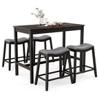  5PCS Bar Table Set Counter Height Table & Upholstered Saddle