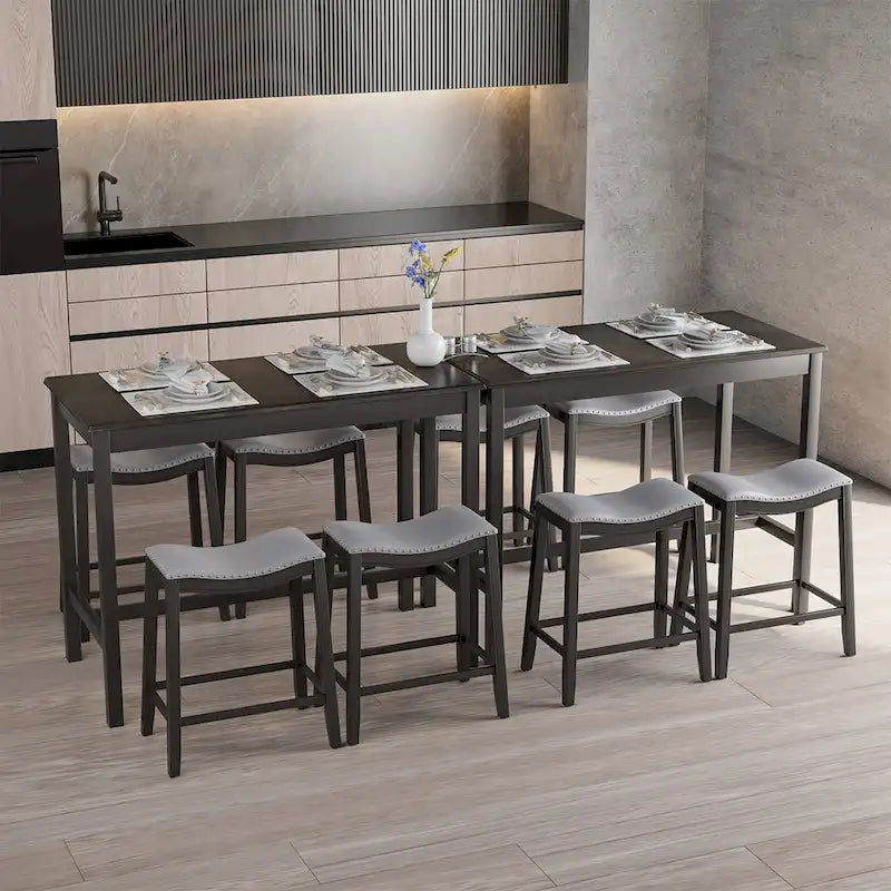 Set da 5 pezzi tavolo da bar con tavolo ad altezza bancone e sedie imbottite a sella