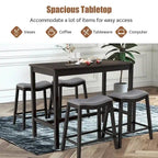 Set da 5 pezzi tavolo da bar con tavolo ad altezza bancone e sedie imbottite a sella